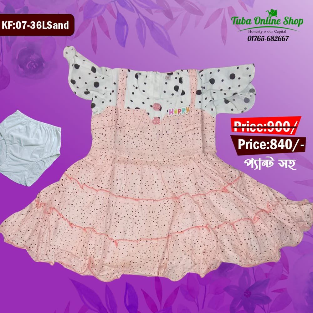 KF-0772LS প্রিমিয়াম বেবী ফ্রক 9 বছর থেকে 10 বছর মেয়েদের জন্য 36 সাইজ - Image 1